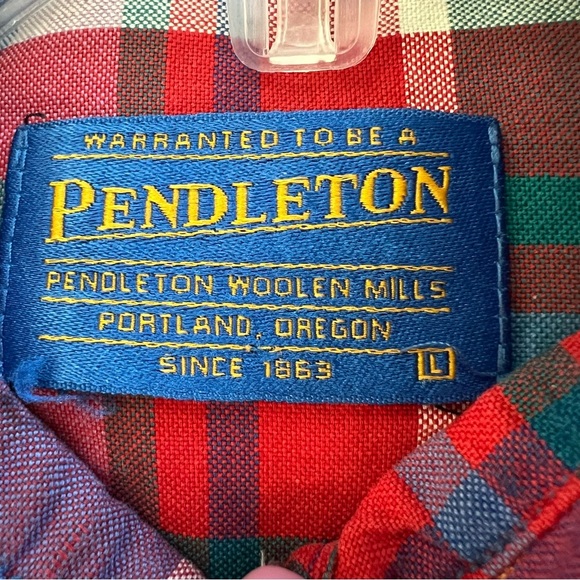 Vintage Pendleton Red & Blue Plaid Pearl Snap Western Shirt Men's Size Large - Picture 7 of 10